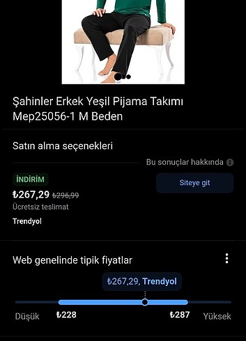 Diğer Şahinler erkek yeşil pijama takımı M beden