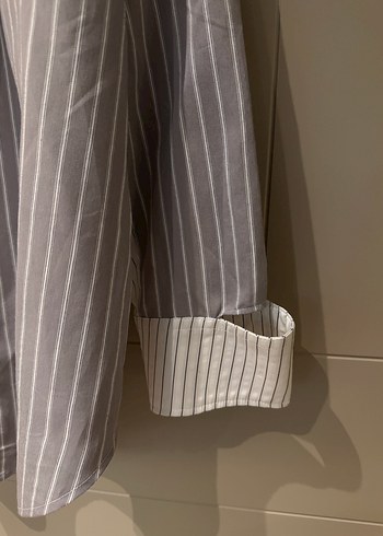 Zara Zara gri çizgili kadın gömlek