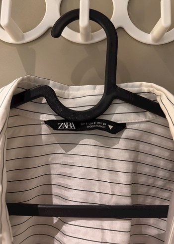 s Beden gri Renk Zara gri çizgili kadın gömlek