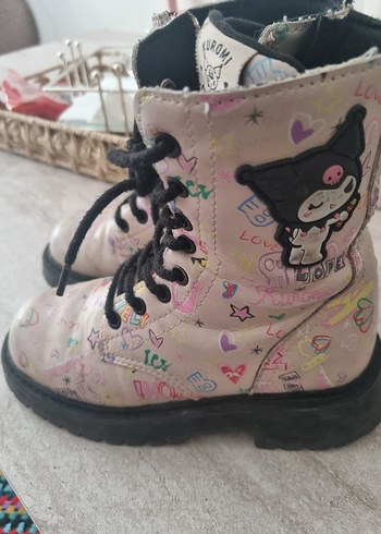 Pembe Nakışlı Kemerli Kız Çocuk Botu