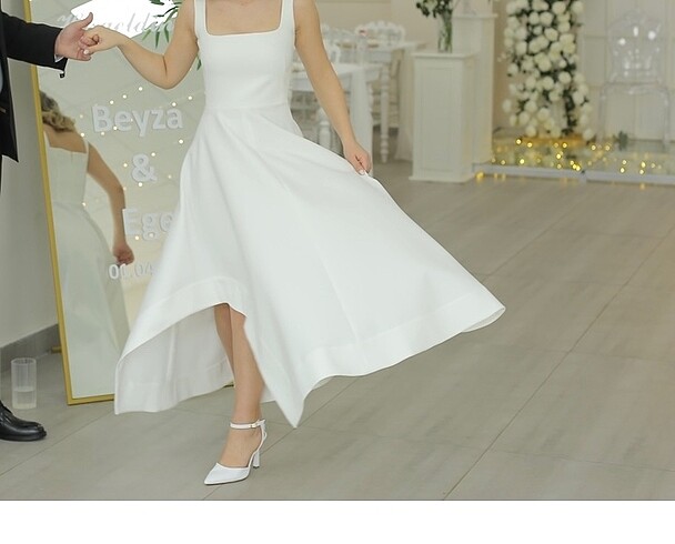 xs Beden Beymen asimetrik beyaz elbise