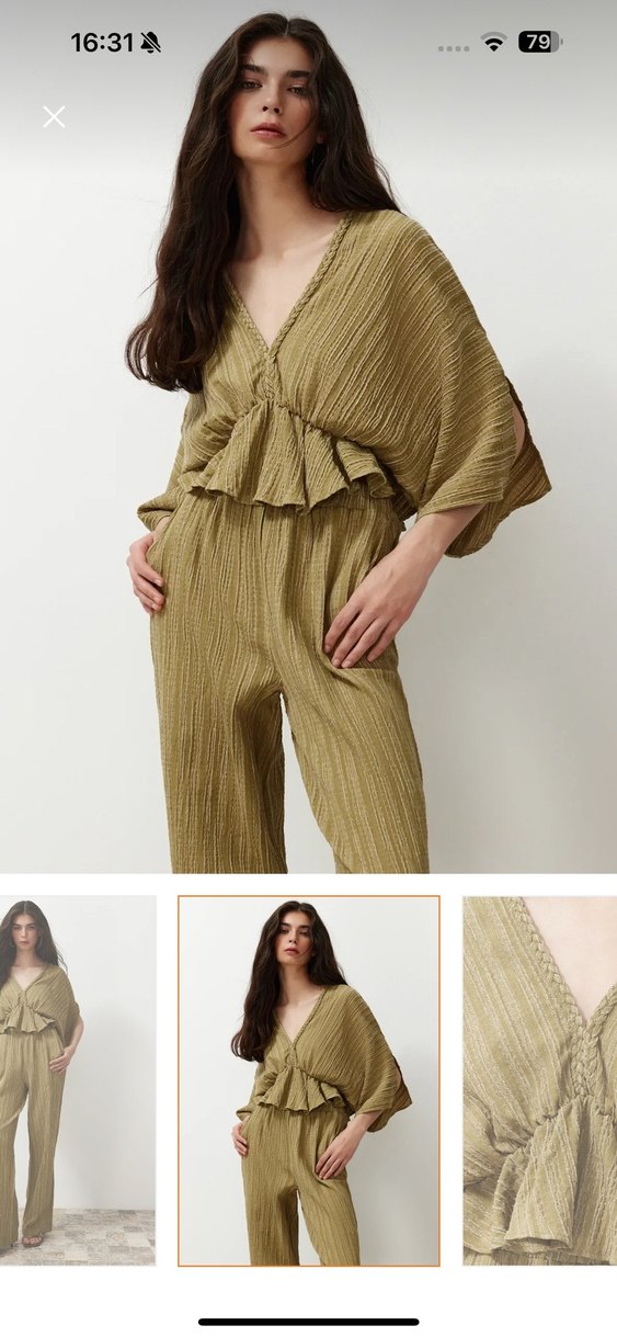 Haki bürümcük kumaş alt-üst takım - Görsel 3