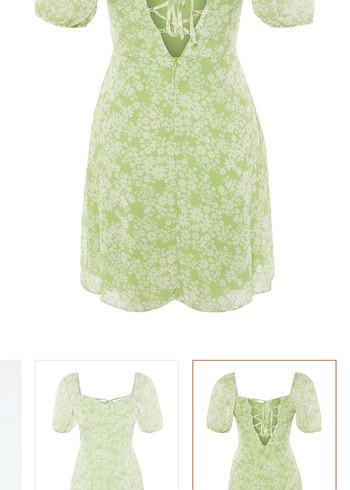 Yeşil V Yakalı Mini Elbise - Görsel 2