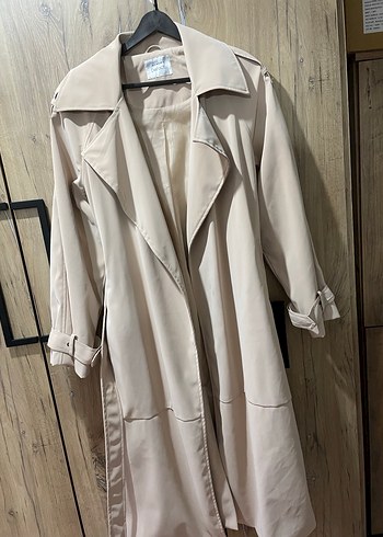 Bej Uzun Kadın Trençkot - Görsel 3