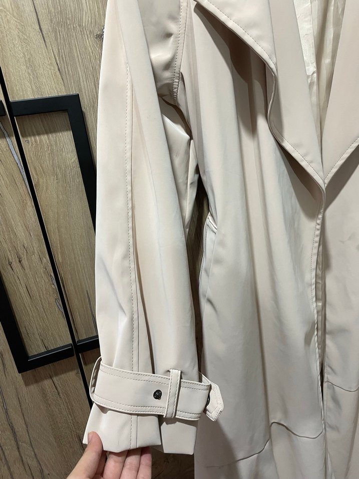 Bej Uzun Kadın Trençkot - Görsel 4