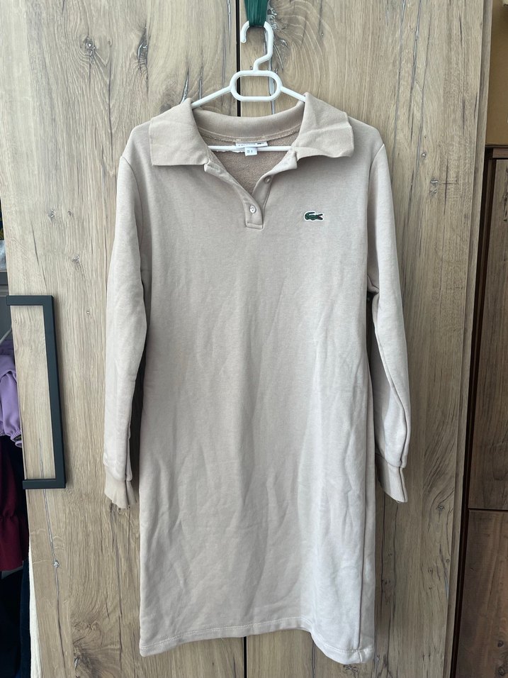 Lacoste Bej Uzun Kollu Midi Elbise - Görsel 2