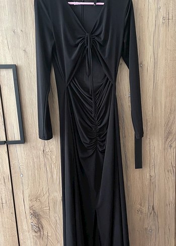 Uzun Kollu Siyah Gotik Uzun Elbise - Görsel 3