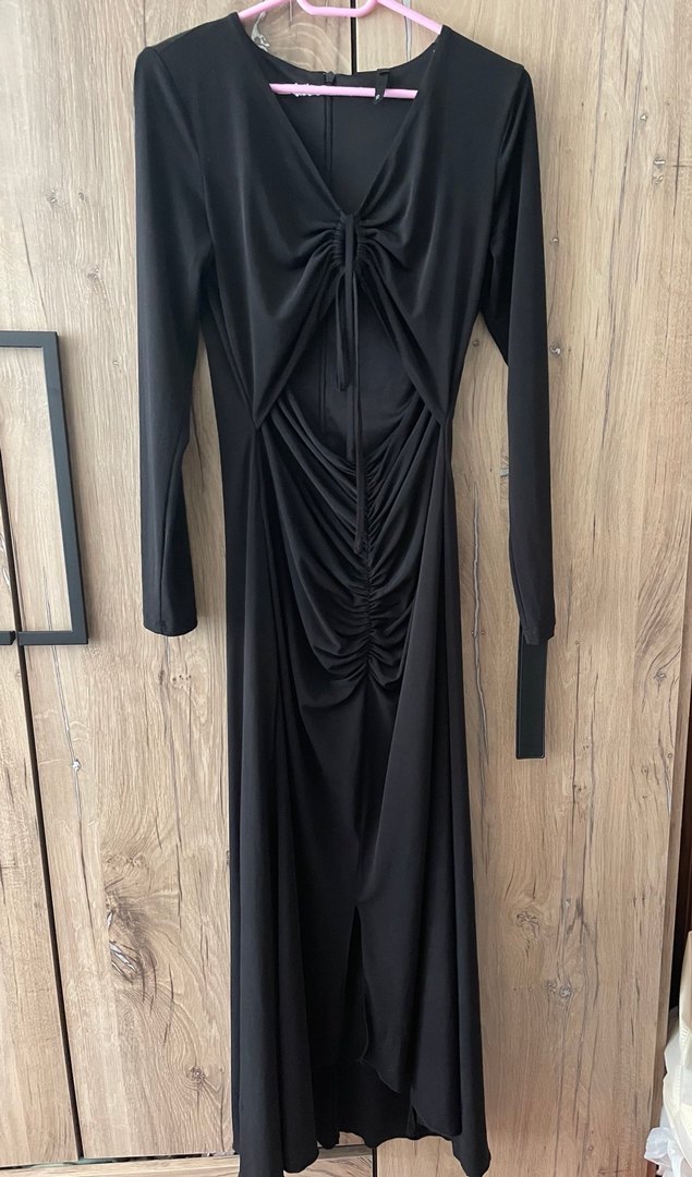 Uzun Kollu Siyah Gotik Uzun Elbise - Görsel 2