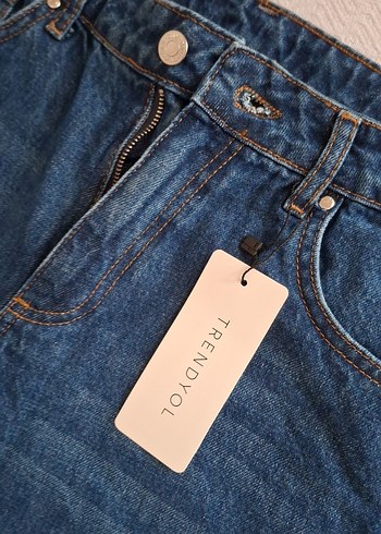 Mavi Midi Boy Rahat Kesim Kadın Kot Pantolon - Görsel 3