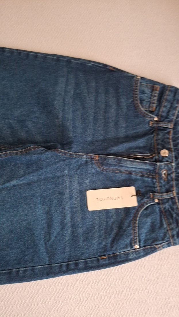 Mavi Midi Boy Rahat Kesim Kadın Kot Pantolon - Görsel 2