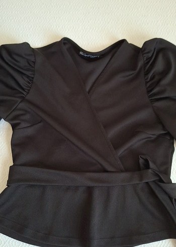 Kadın Siyah Kemerli Sıkı Bluz - Görsel 3