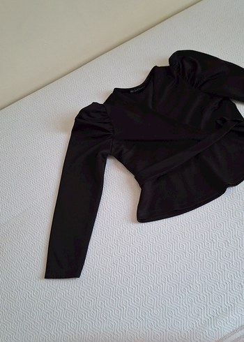 Kadın Siyah Kemerli Sıkı Bluz - Görsel 2