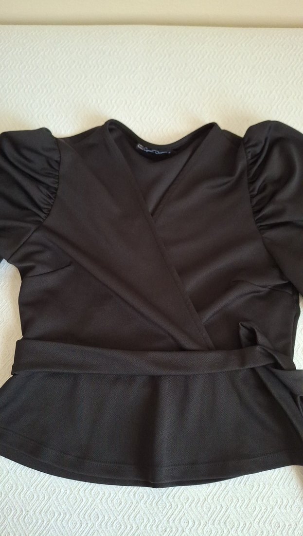 Kadın Siyah Kemerli Sıkı Bluz - Görsel 3