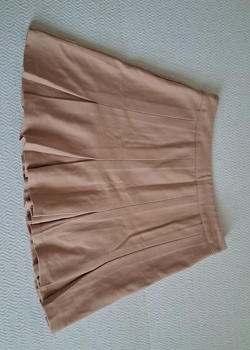 Bej Pilili Mini Etek - Ana görsel