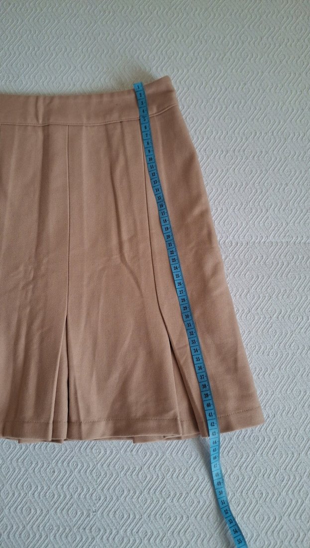 Bej Pilili Mini Etek - Görsel 3