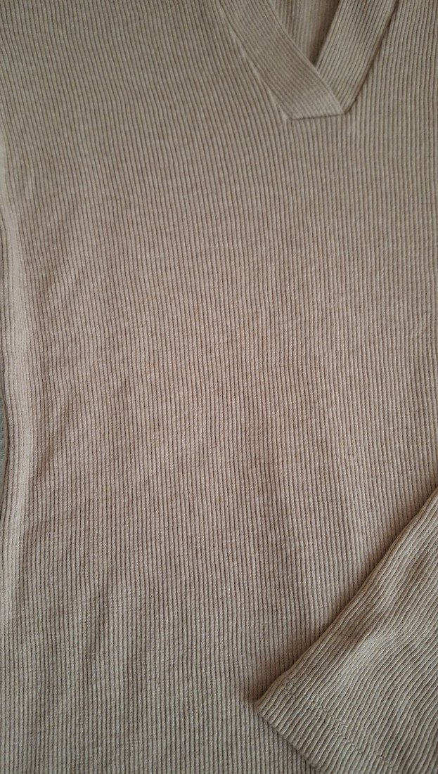 Bej Uzun Kollu Kadın Keten Elbise - Görsel 3