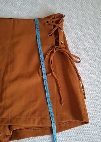 Kahverengi Süet Kemerli Midi şortlu Etek - Görsel 7