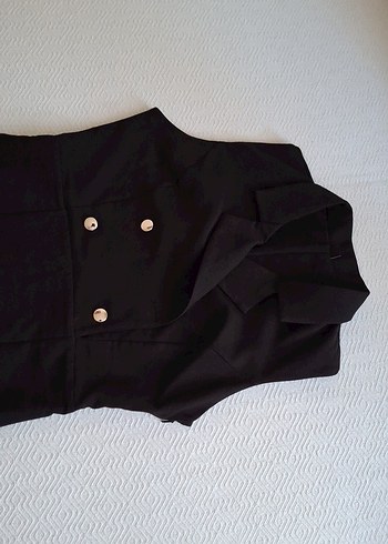 Düğmeli Siyah Midi Kadın Elbise - Görsel 2