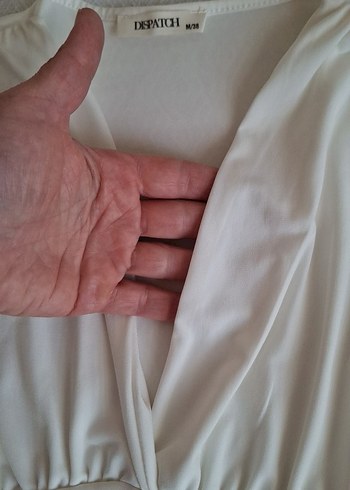 Beyaz Drapeli Straplez Uzun Kollu Kadın Bluz - Görsel 5