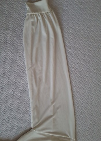 Beyaz Drapeli Straplez Uzun Kollu Kadın Bluz - Görsel 2