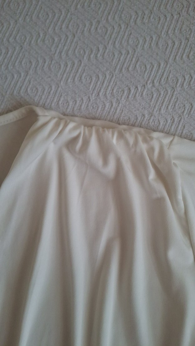 Beyaz Drapeli Straplez Uzun Kollu Kadın Bluz - Görsel 4