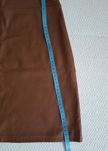 Kahverengi Deri Midi Etek - Görsel 4