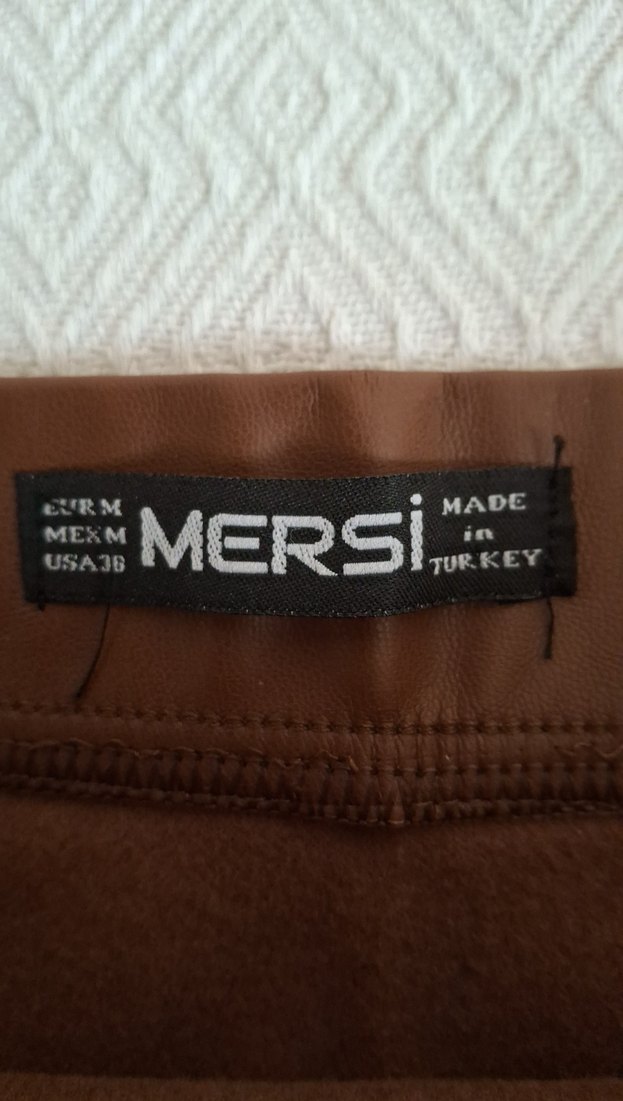 Kahverengi Deri Midi Etek - Görsel 3