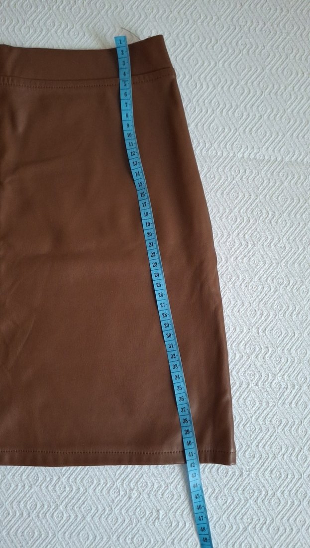 Kahverengi Deri Midi Etek - Görsel 4