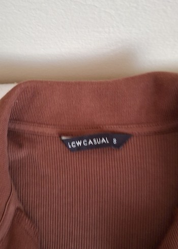 Kahverengi Uzun Kollu Yüksek Yakalı Triko Elbise - Görsel 2