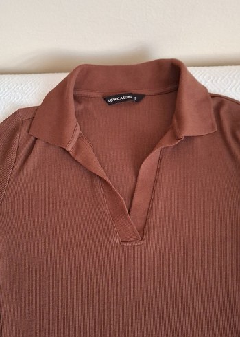 Kahverengi Uzun Kollu Yüksek Yakalı Triko Elbise - Görsel 3