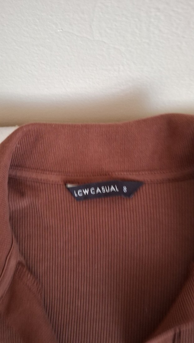 Kahverengi Uzun Kollu Yüksek Yakalı Triko Elbise - Görsel 2