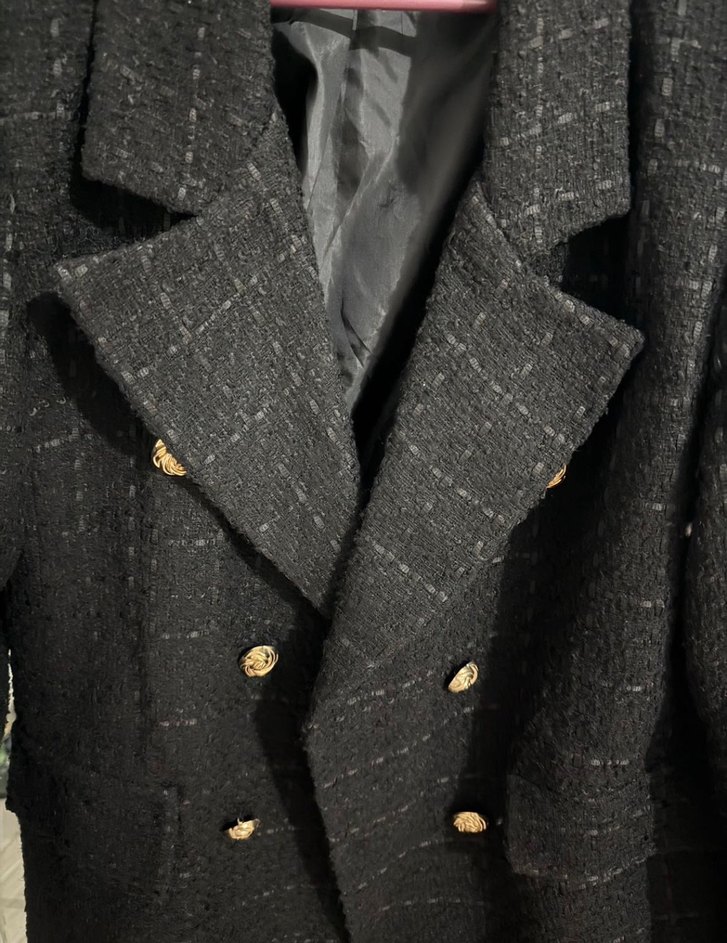 Zara Düğmeli Siyah Midi Kadın Blazer Ceket - Görsel 2