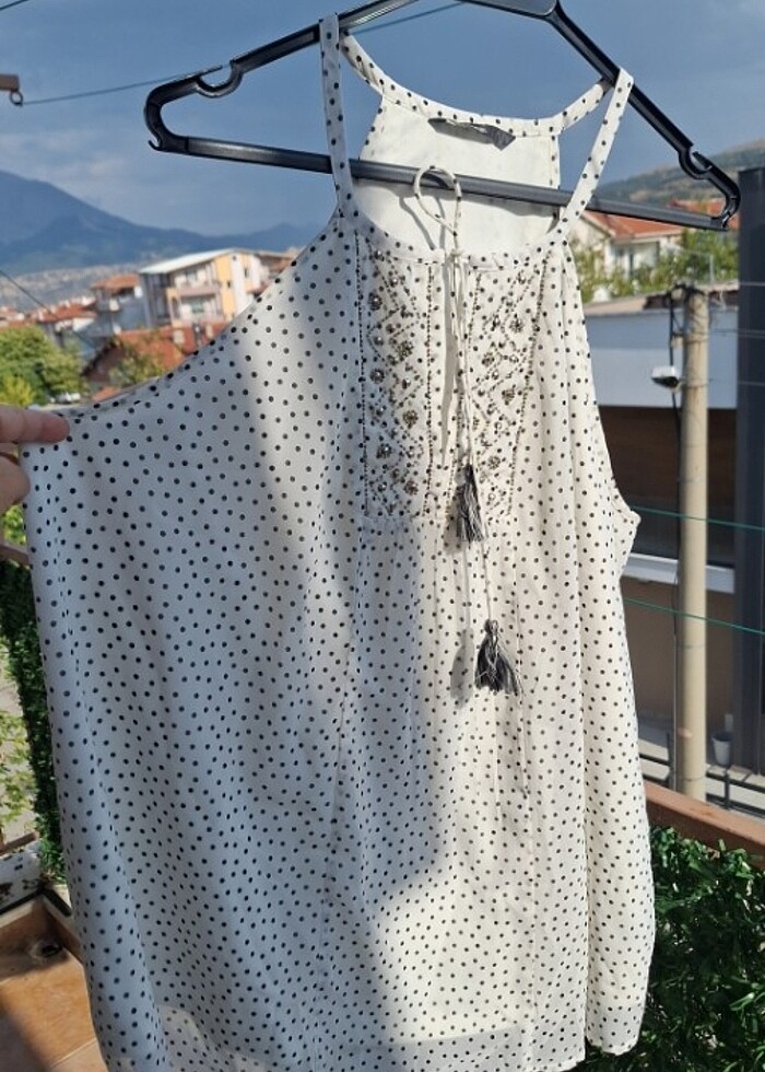 İp askılı gömlek bluz - Görsel 2