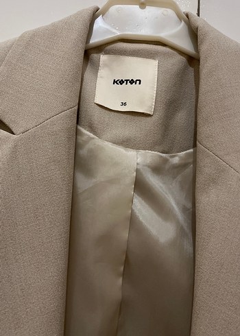 Bej Kemerli Kadın Blazer Ceket - Görsel 2