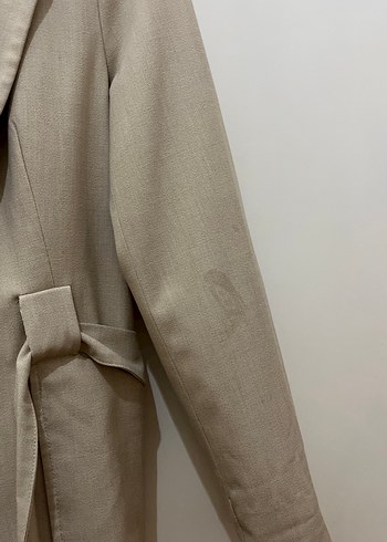 Bej Kemerli Kadın Blazer Ceket - Görsel 4