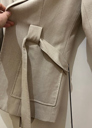 Bej Kemerli Kadın Blazer Ceket - Görsel 3