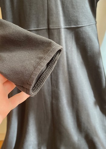 Gri V Yakalı Uzun  Elbise - Görsel 5