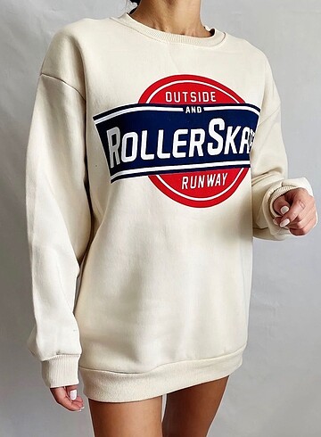 l Beden gri Renk Baskılı Sweatshirt