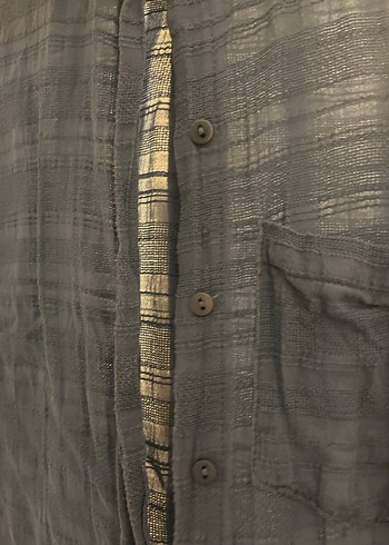 Düğmeli Mavi Kadın Gömlek - Görsel 4