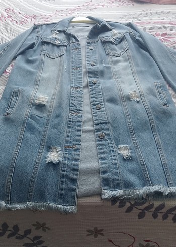 Düğmeli Açık Mavi kot diz üstü - Görsel 3