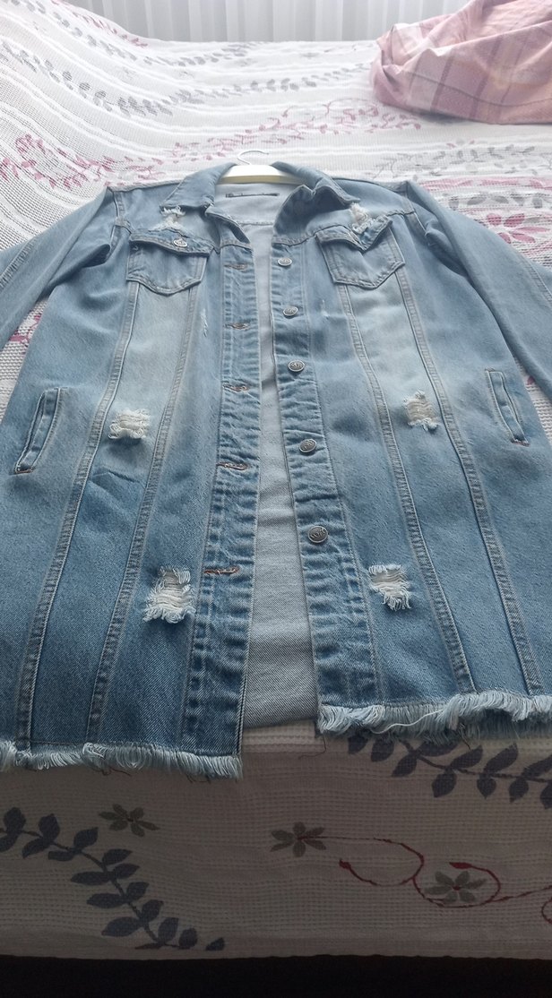 Düğmeli Açık Mavi kot diz üstü - Görsel 3