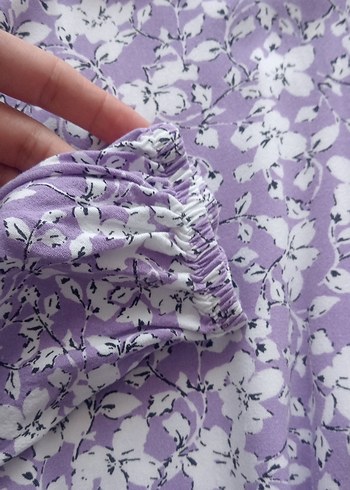 Uzun Lila Çiçekli Fırfırlı Bohem Elbise - Görsel 3