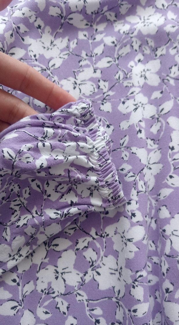 Uzun Lila Çiçekli Fırfırlı Bohem Elbise - Görsel 3