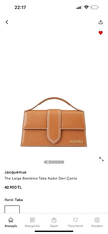Jacquemus orijinal taba çanta
