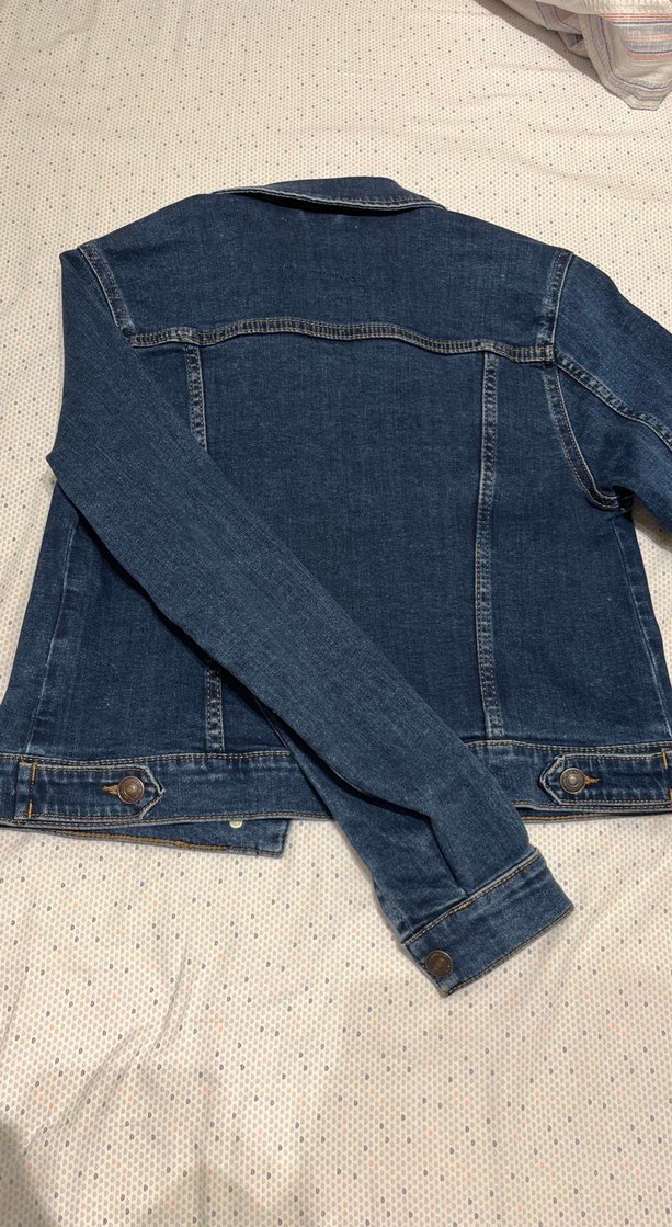 Kadın Koyu Mavi Düğmeli Denim Ceket - Görsel 3