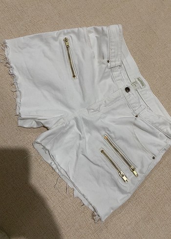 H&M Kadın H&M Beyaz Mini Denim Şort