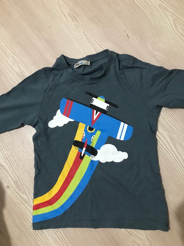 Yeşil Baskılı Uzun Kollu Erkek Çocuk Tişört - Görsel 2