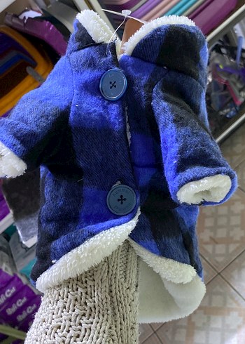 Mavi Kareli Kürklü Sokak Stili Köpek Kıyafeti - Görsel 3