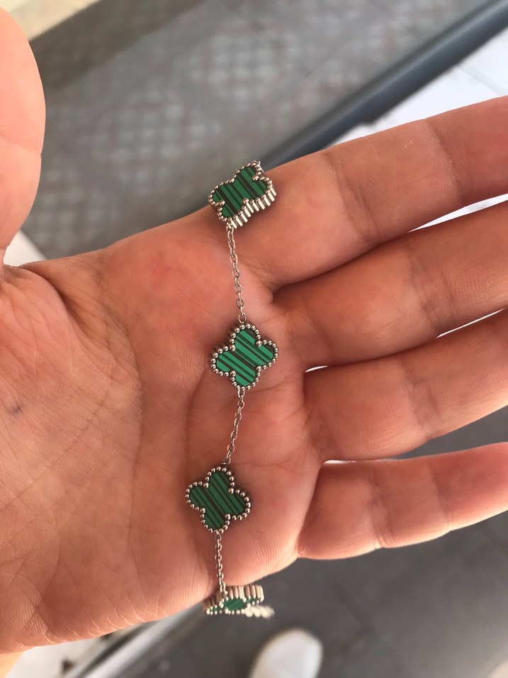 Yeşil Zincir Detaylı Çelik Bileklik - Görsel 2