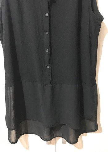 Siyah Düğmeli Kolsuz Midi Gömlek - Görsel 3